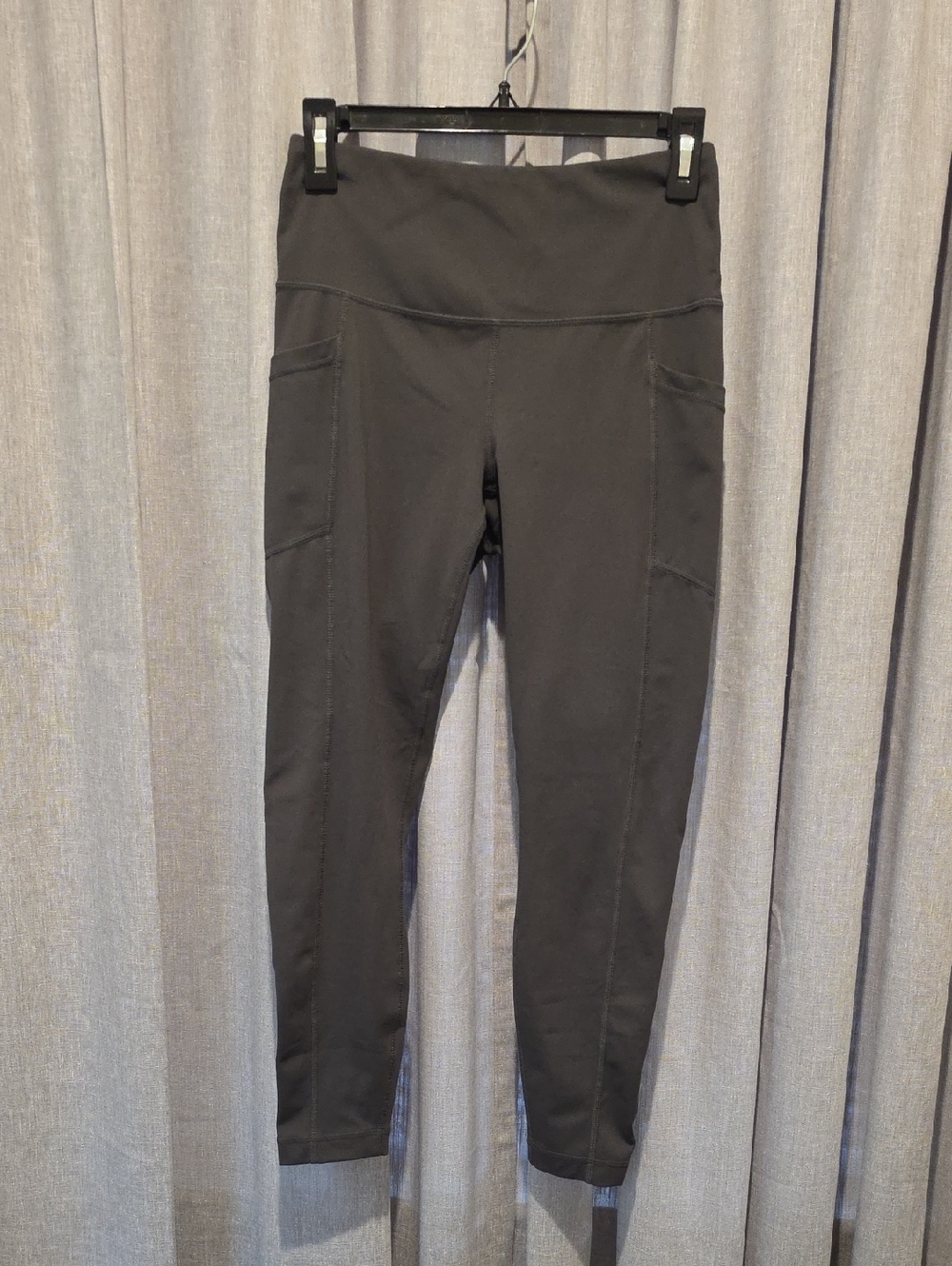 Yogalicious Lux Dark Grey Ankle Length High-Waist Side Pockets Leggings